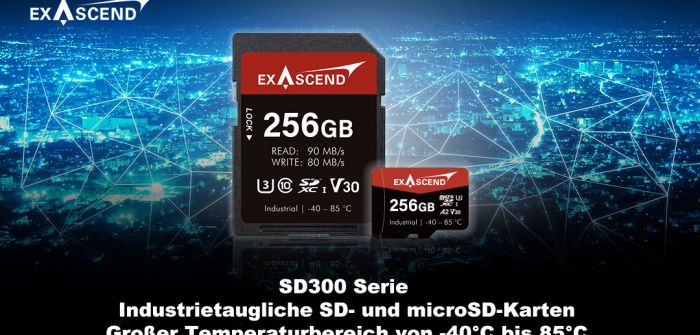 Exascend bietet IoT-Edge-Speicher in Industriequalität mit SD- und MicroSD-Karten SD300 (Foto: Exascend Co., Ltd.)