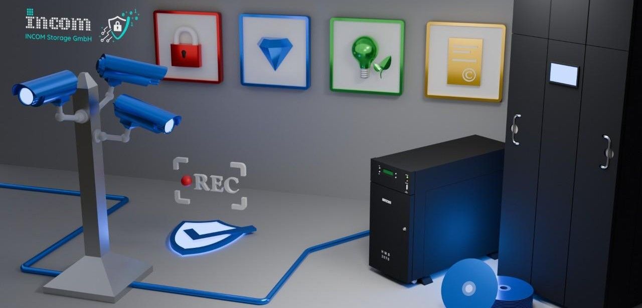 Nahtlose Integration in Überwachungssysteme dank APIs für optische Archive Optische Blu-ray-Archive senken Kosten und sichern Petabyte Videodaten (Foto: INCOM Storage GmbH)